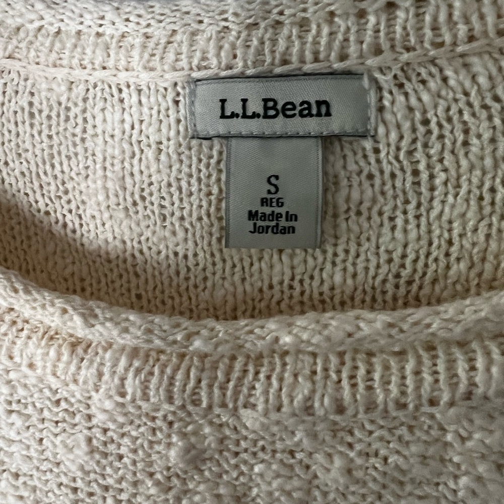 L.L. Bean Cream Textured Roll Neck Crewneck Sweater Granola Fisherman core - Picture 3 of 4